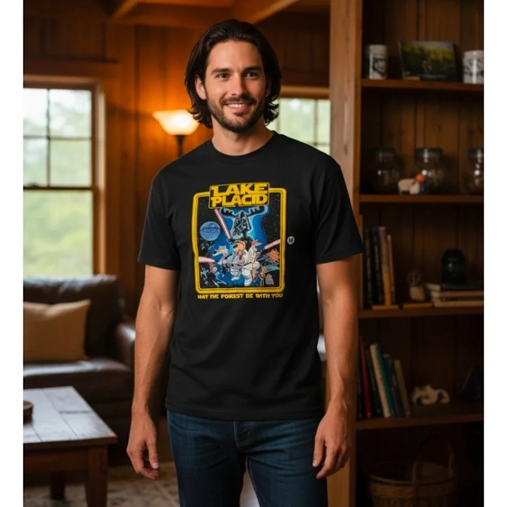 The Duck Co Lake Placid New York‎ Star Wars Theme Shirt Size Medium Black New